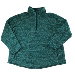 St. John's Bay Women’s Long Sleeve 1/4 Zip Pullover Pockets Heather Green Large